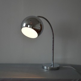 Lampe de table contemporaine 60 W avec abat-jour globe en métal et bras de lampe en arc