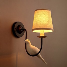 E14 15*15CM 5-10 oiseaux d'amérique du nord lampe murale créative en tissu européen lumières Led