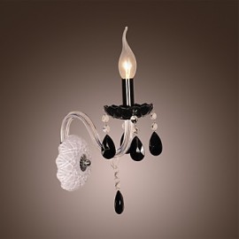 Applique murale en cristal noir avec ampoule bougie