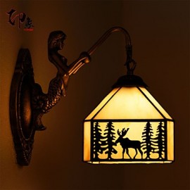 E27 220 V 22*28 CM 3-5 cerf de noël européen contracté Rural créatif en fer forgé applique en verre Led lumières