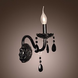 Applique murale en cristal noir avec ampoule bougie