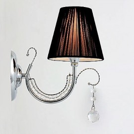 Applique murale contemporaine 40W avec abat-jour en tissu style lustre bras gouttelette de cristal