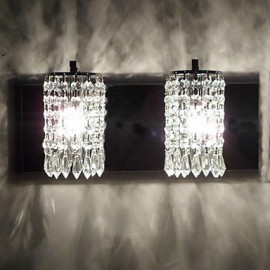 Applique murale moderne 120 W avec pendentifs en cristal et 2 lumières en chrome poli