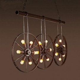 Lustre rétro avec roue en fer, pour café, Bar, magasin de vêtements