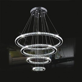 Lampes suspendues en cristal LED éclairage de plafond rond en cristal clair 4 anneaux 20CM 40CM 60CM 80CM luminaires de Source LED