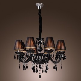 Lustre de luxe moderne en cristal noir, 8 lumières