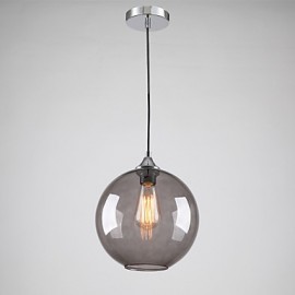 Lampe à suspension moderne en verre au design rond gris fumé