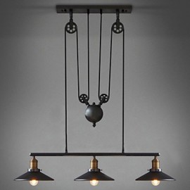 Lampes suspendues LED Vintage 3 lumières ampoules ST64 incluses système haut et bas pour salon chambre