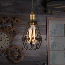 Lampes suspendues ampoule incluse style campagnard américain vintage reconstituant les anciennes manières, petite cage en fer forgé