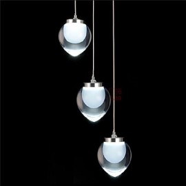 3W moderne contemporain LED Chrome métal pendentif lumières salon chambre salle à manger cuisine salle d'étude bureau chambre d'enfants