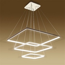 Lampe suspendue LED au Design moderne, 90W, à trois anneaux, carrée, adaptée à la salle d'exposition, au salon, à la salle à manger, au bureau et à la salle de jeux