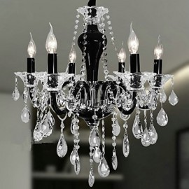 Lustre en cristal à 6 lumières avec accent de design noir