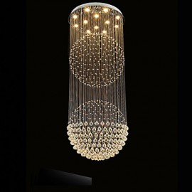 Pendentif LED Lumière Lustre En Cristal Moderne 12 Lumières Argent Canpoy Clair Cristal Globe Plafonniers Luminaires H210CM