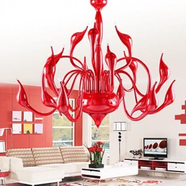 Lustre Moderne Lumière 18 Lumières LED G4 Peinture Rouge/Ampoule Incluse/Salon/Chambre