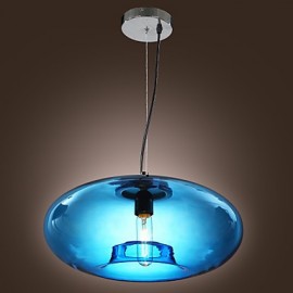 Suspension Design Moderne Ampoule en Verre Bleu Incluse