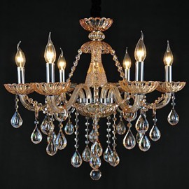 Lustres en cristal traditionnel/classique pour salon, 6 lumières