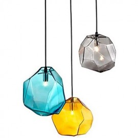 E27 220 V 18x18 CM créatif cristal de glace personnalité verre diamant pendentif chromatique lampe lumière LED