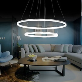 Lampes suspendues au Design moderne 45W, Double anneau en acrylique LED de haute qualité, adaptées au salon, à la salle à manger, à la salle d'étude et au bureau