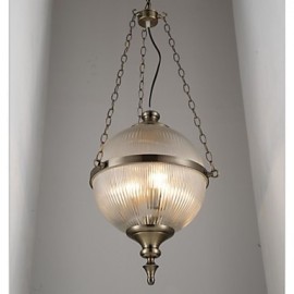 Fer Bronze Lustre Lampe Verre