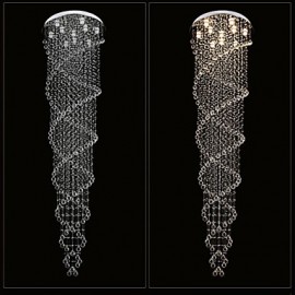 LED plafond lustre lumière pendentif lumières lampe luminaires avec K9 cristal Double spirale D70CM H250CM CE FCC UL