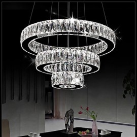 LED suspension en cristal éclairage moderne trois anneaux D204060 K9 grands plafonniers d'hôtel en cristal