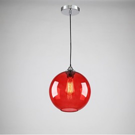 Suspension moderne en verre au design rond à bulles rouges