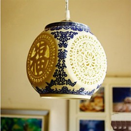 Lampe rétro en céramique, lustre d'entrée et d'escalier bleu à tête unique, créatif I