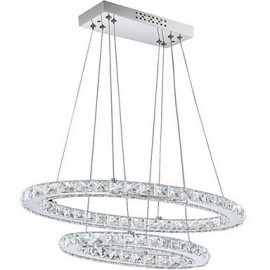 Lampe LED suspendue en cristal moderne avec Double anneau ovale, AC100 à 240v, pour salle à manger, salon, CE FCC UL