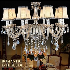 Grand lustre en cristal à 8 bras, lumière de luxe en cristal, lustre à la mode