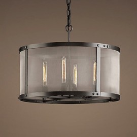 Lampe suspendue à 4 ampoules E27 60 W avec abat-jour transparent