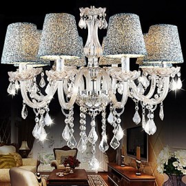 Lustre en cristal transparent K9, abat-jour inclus