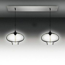 Lampes suspendues modernes à 2 lumières en verre au design bulle noire