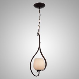 Lampe suspendue en fer avec abat-jour en verre, lampe d'éclairage classique, 1 tête