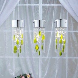 Lampes suspendues en cristal artistiques avec décorations vertes, culot d'ampoule G4