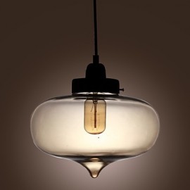 Suspension en verre transparent 60 W au design bulle marron