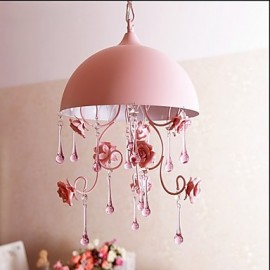 Un petit lustre de Restaurant de jardin de roses roses, lampe en fer pour chambre de princesse 1