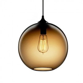 Suspension moderne en verre de 60 W au design rond à bulles marron