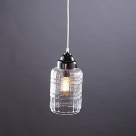 40W moderne contemporain traditionnel classique Vintage lanterne pays Nickel verre pendentif lumières salon chambre à manger