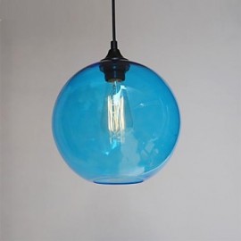 Pendentif en verre moderne au design rond à bulles bleues