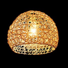 Lampe LED à tête unique en rotin tissé, Art Cany Rural moderne, 25x18CM, pour Restaurant