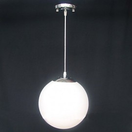 Lustre décoratif en boule de verre blanc contracté de 15CM, lampe LED