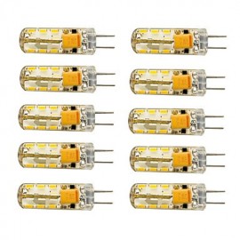 10 pièces G4 1.5W 24x3014SMD 120LM 3000K/6000K blanc chaud/blanc froid ampoule de maïs LED (AC/DC10-20V)