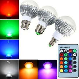 pcs E14 / GU10 / E26/E27 / B22 5W 1 LED Haute Puissance 540 LM RGB Ampoules Globe Dimmable / Télécommandées V