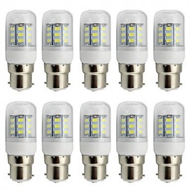 Ampoule LED épis de maïs B22 à couvercle transparent 4W, 220V/110V AC ou 12V/24V AC/DC, 27 SMD 5730, 280Lm, blanc chaud/froid (10 pièces)