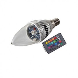 Ampoule bougie LED télécommandée E14 3W, lumière colorée 240lm - argent (AC 85 ~ 265V)