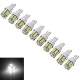 10 pièces T10 3W 10X7020SMD 210LM 6000-6500K lumière de voiture LED blanc froid (DC 12V)