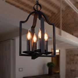 Lampe suspendue vintage minimaliste à 4 lumières avec peinture en fer