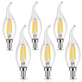 Ampoules à Filament LED 4W E14 CA35 4 COB 400 lm Blanc Chaud Blanc Froid V 6 pcs