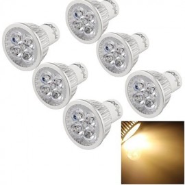 6PCS GU10 4W Dimmable 400lm 3000K Lumière Chaude 4 Projecteurs LED - Argent (AC 110V)