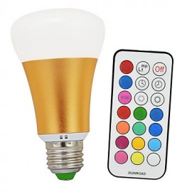 Ampoules Globe LED 10W RGBW E26/E27 A60(A19) 1 COB 900lm-1200lm lm Blanc Froid / Capteur Infrarouge RVB / Intensité Variable / Télécommandé (85-265V)